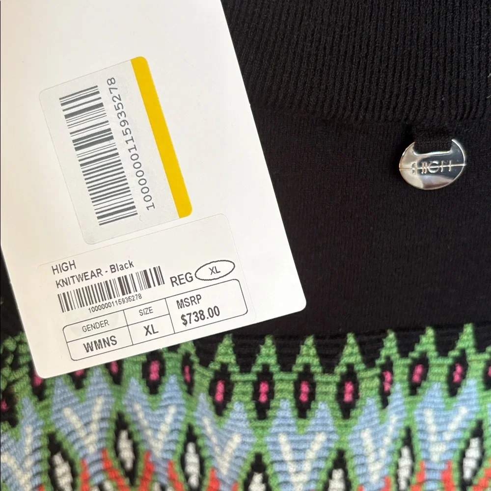 High Wool Sweater with Colorful Geometric Pattern - Picture 6 of 6